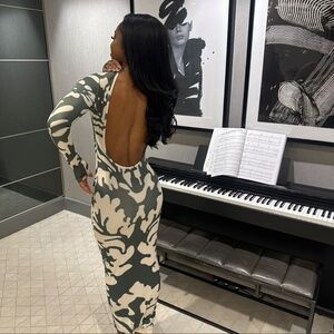 Micas Abstract Backless Maxi Dress